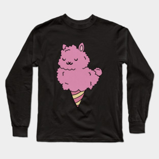 Cute Pink Llama Alpaca Icecream Shape Long Sleeve T-Shirt