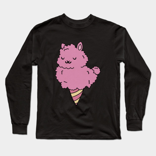 Cute Pink Llama Alpaca Icecream Shape Long Sleeve T-Shirt by logiamerch