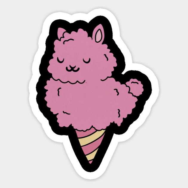 Cute Pink Llama Alpaca Icecream Shape Sticker by logiamerch