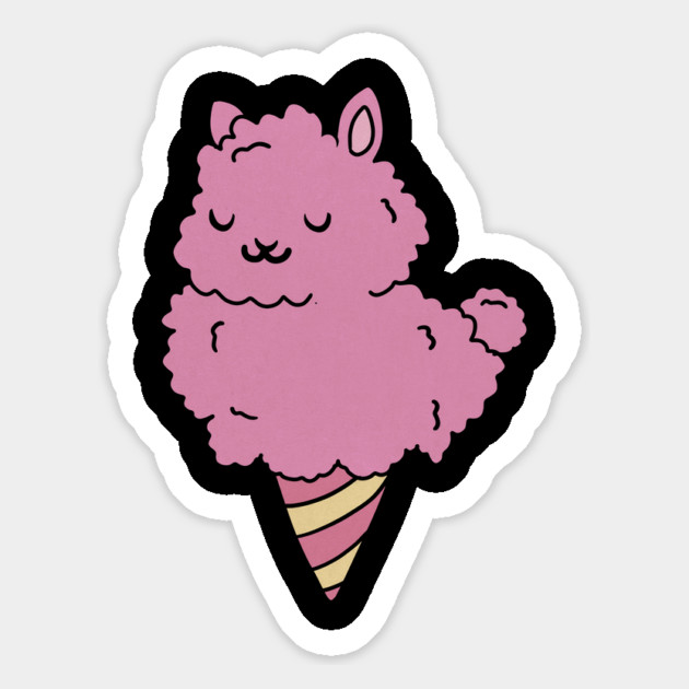 Cute Pink Llama Alpaca Icecream Shape Magnet by logiamerch
