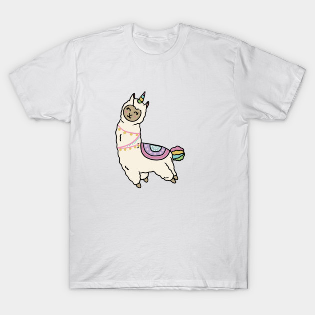 Cute Happy Unicorn Llama Alpaca T-Shirt by logiamerch