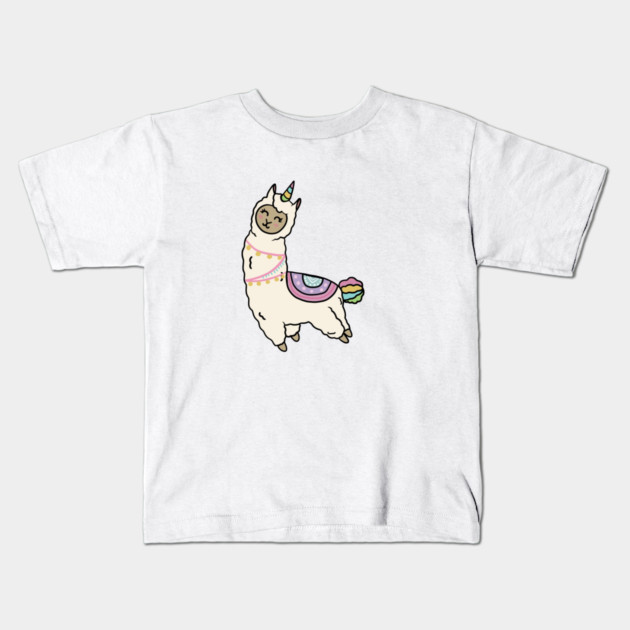 Cute Happy Unicorn Llama Alpaca Kids T-Shirt by logiamerch