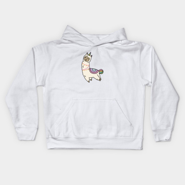 Cute Happy Unicorn Llama Alpaca Kids Hoodie by logiamerch