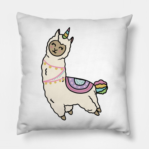 Cute Happy Unicorn Llama Alpaca Pillow by logiamerch