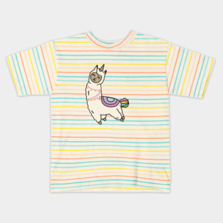 Cute Happy Unicorn Llama Alpaca Kids T-Shirt