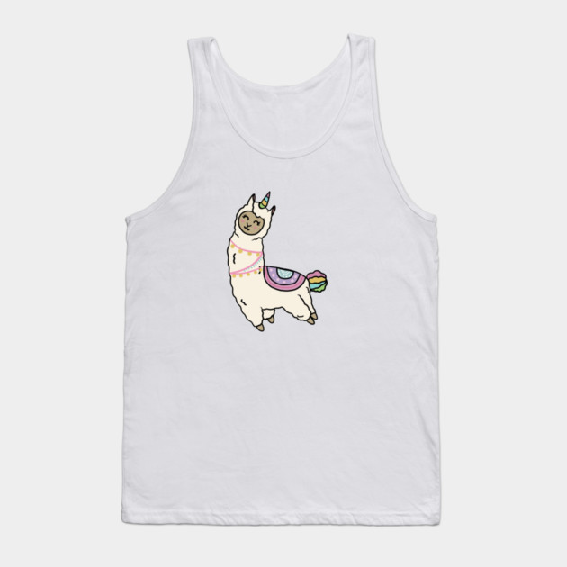 Cute Happy Unicorn Llama Alpaca Tank Top by logiamerch