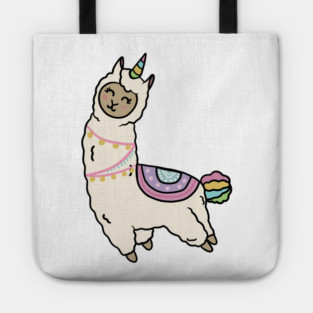 Cute Happy Unicorn Llama Alpaca Tote
