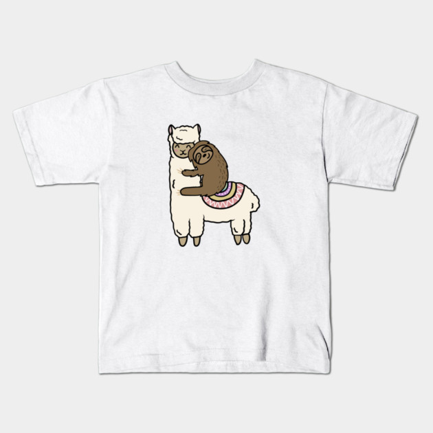 Cute Llama Alpaca with Sloth Best Friends Kids T-Shirt by logiamerch