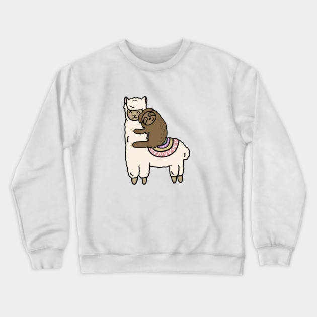 Cute Llama Alpaca with Sloth Best Friends Crewneck Sweatshirt by logiamerch