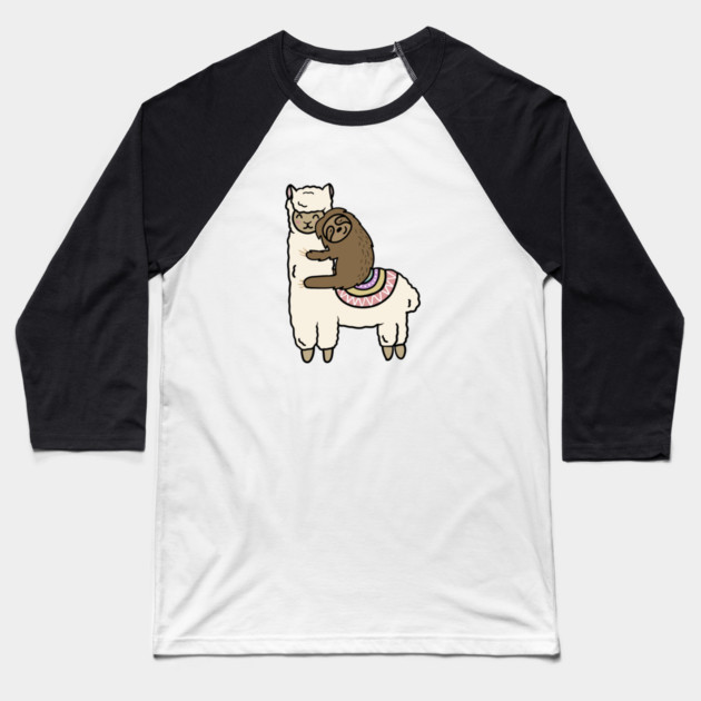 Cute Llama Alpaca with Sloth Best Friends Baseball T-Shirt by logiamerch