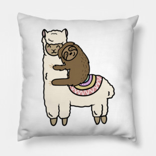 Cute Llama Alpaca with Sloth Best Friends Pillow