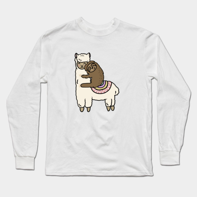 Cute Llama Alpaca with Sloth Best Friends Long Sleeve T-Shirt by logiamerch
