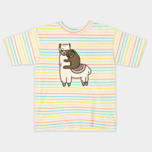 Cute Llama Alpaca with Sloth Best Friends Kids T-Shirt