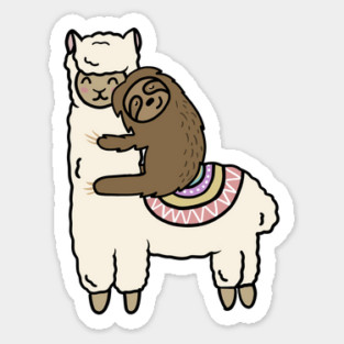 Cute Llama Alpaca with Sloth Best Friends Sticker