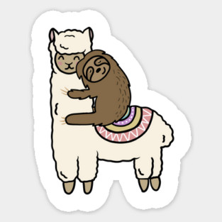 Cute Llama Alpaca with Sloth Best Friends Magnet