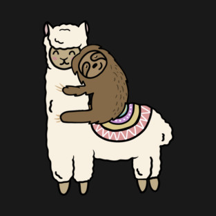 Cute Llama Alpaca with Sloth Best Friends T-Shirt