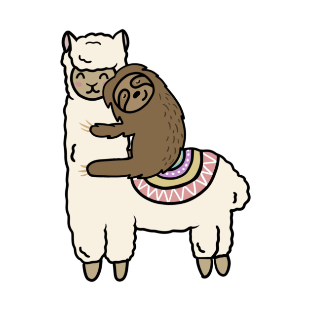 Cute Llama Alpaca with Sloth Best Friends by logiamerch