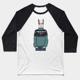 Cool Hipster llama Alpaca Baseball T-Shirt