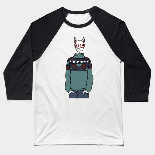 Cool Hipster llama Alpaca Baseball T-Shirt by logiamerch