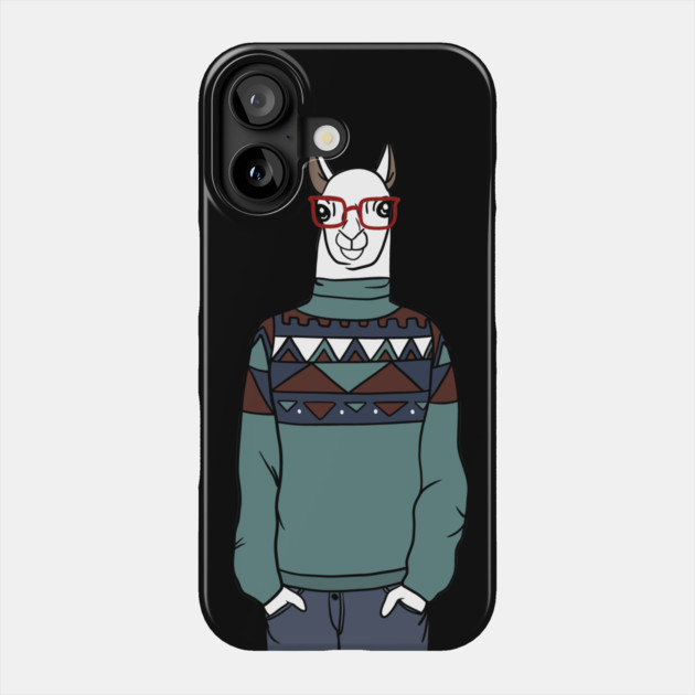 Cool Hipster llama Alpaca Phone Case by logiamerch