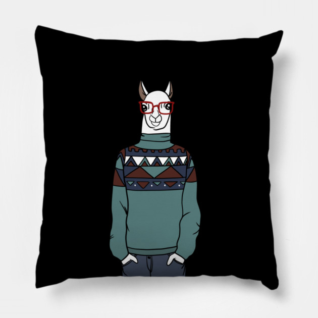 Cool Hipster llama Alpaca Pillow by logiamerch