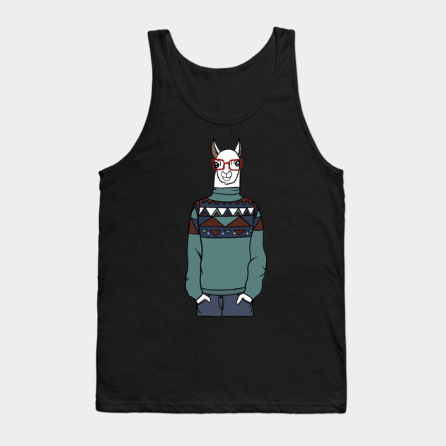Cool Hipster llama Alpaca Tank Top by logiamerch