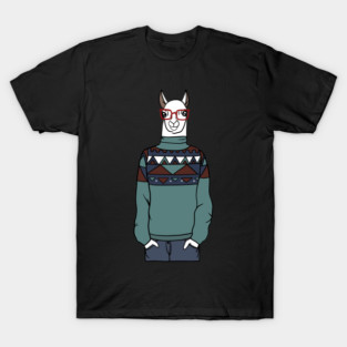 Cool Hipster llama Alpaca T-Shirt