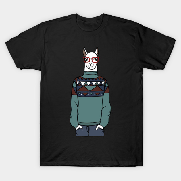 Cool Hipster llama Alpaca T-Shirt by logiamerch