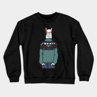 Cool Hipster llama Alpaca Crewneck Sweatshirt