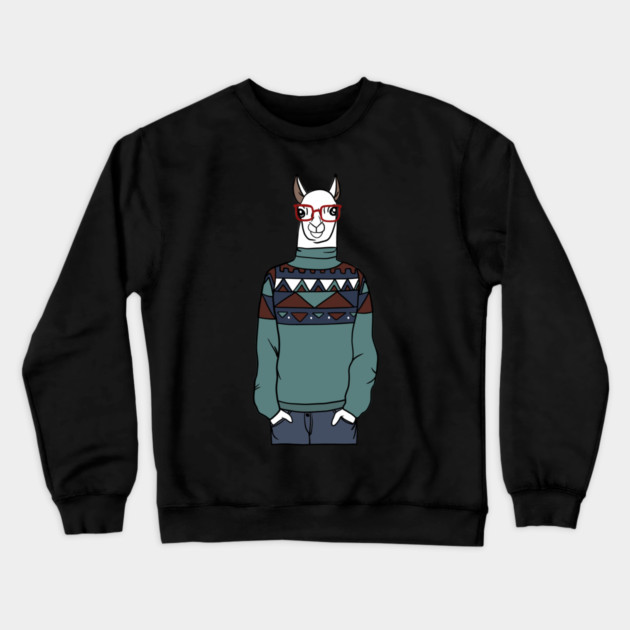 Cool Hipster llama Alpaca Crewneck Sweatshirt by logiamerch