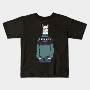 Cool Hipster llama Alpaca Kids T-Shirt