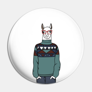 Cool Hipster llama Alpaca Pin