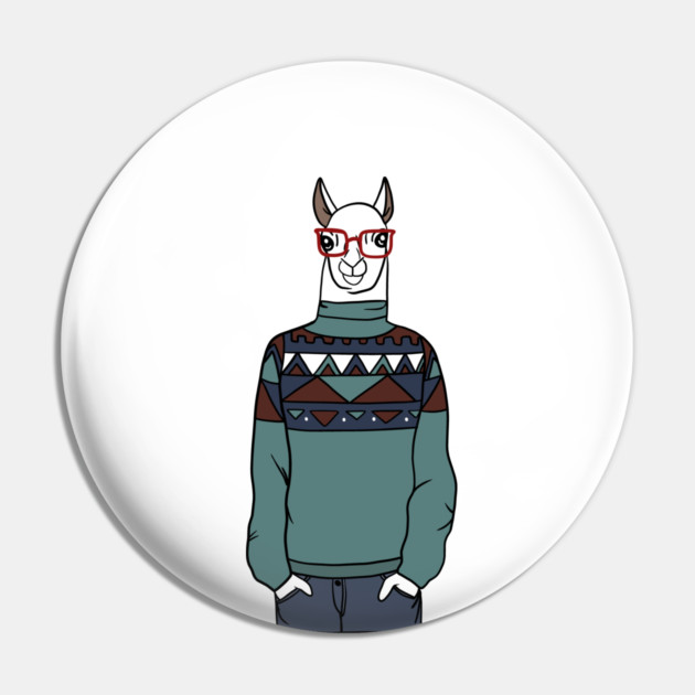 Cool Hipster llama Alpaca Pin by logiamerch