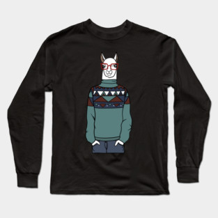 Cool Hipster llama Alpaca Long Sleeve T-Shirt