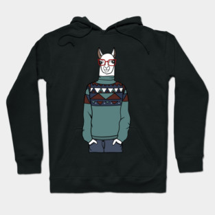 Cool Hipster llama Alpaca Hoodie