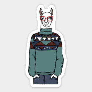 Cool Hipster llama Alpaca Sticker