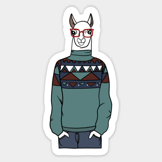Cool Hipster llama Alpaca Magnet by logiamerch