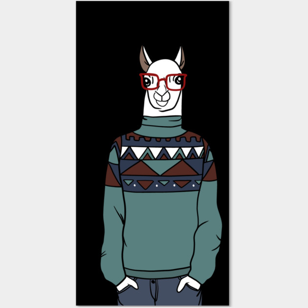 Cool Hipster llama Alpaca Wall Art by logiamerch