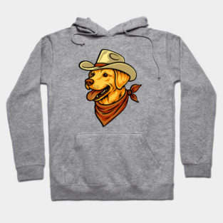 Vintage Cowboy Yellow Lab Dog Portrait // Cute Retro Western Dog Lover Hoodie