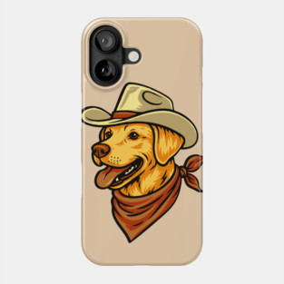 Vintage Cowboy Yellow Lab Dog Portrait // Cute Retro Western Dog Lover Phone Case