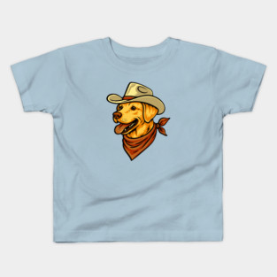 Vintage Cowboy Yellow Lab Dog Portrait // Cute Retro Western Dog Lover Kids T-Shirt