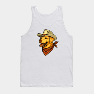 Vintage Cowboy Yellow Lab Dog Portrait // Cute Retro Western Dog Lover Tank Top