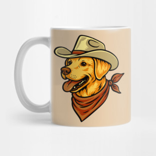 Vintage Cowboy Yellow Lab Dog Portrait // Cute Retro Western Dog Lover Mug