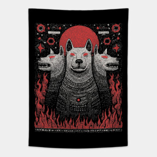 Mythical Cerberus - The Three-Headed Hound of Hades Tapestry