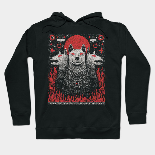 Mythical Cerberus - The Three-Headed Hound of Hades Hoodie by TuncGK