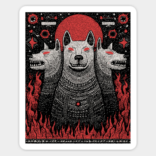 Mythical Cerberus - The Three-Headed Hound of Hades Magnet by TuncGK