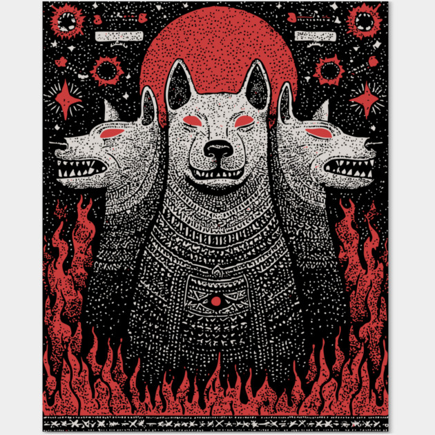 Mythical Cerberus - The Three-Headed Hound of Hades Wall Art by TuncGK