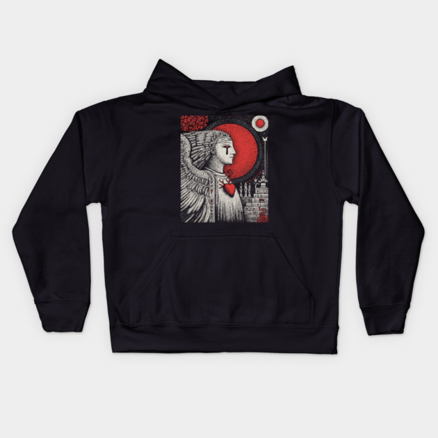 Gothic Angel - The Weeping Statue of Sorrow Kids Hoodie by TuncGK