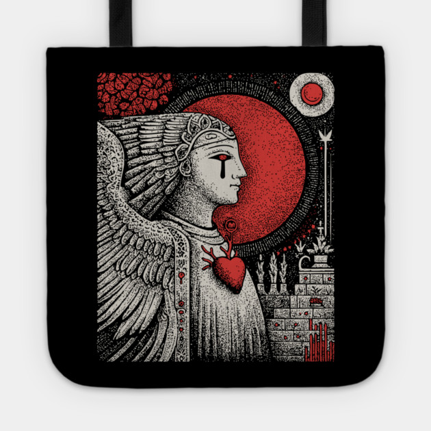 Gothic Angel - The Weeping Statue of Sorrow Tote by TuncGK