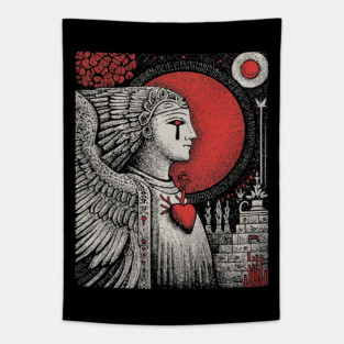 Gothic Angel - The Weeping Statue of Sorrow Tapestry